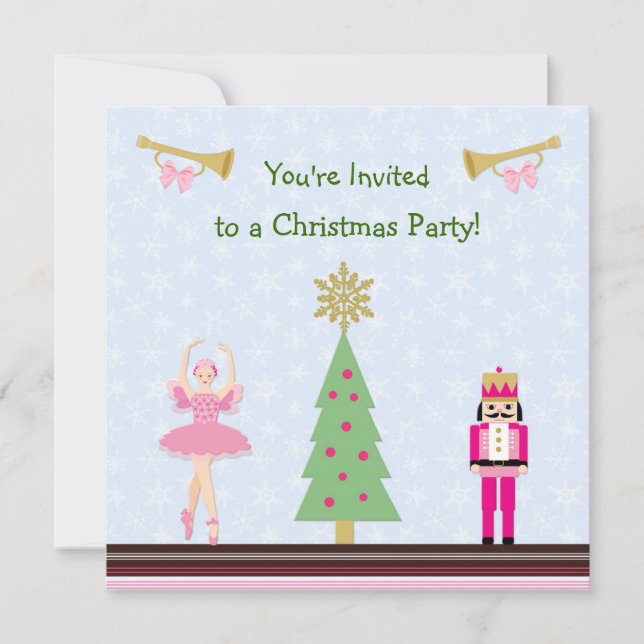 Kids Christmas Party - tree,ballerina, Nutcracker Invitation (Front)