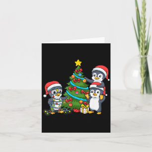 Kids Christmas Penguin Christmas Tree Lights Baubl Card