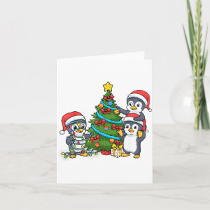 Kids Christmas Penguin Christmas Tree Lights Baubl Card