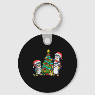 Kids Christmas Penguin Christmas Tree Lights Baubl Key Ring