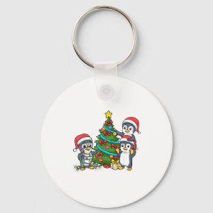Kids Christmas Penguin Christmas Tree Lights Baubl Key Ring