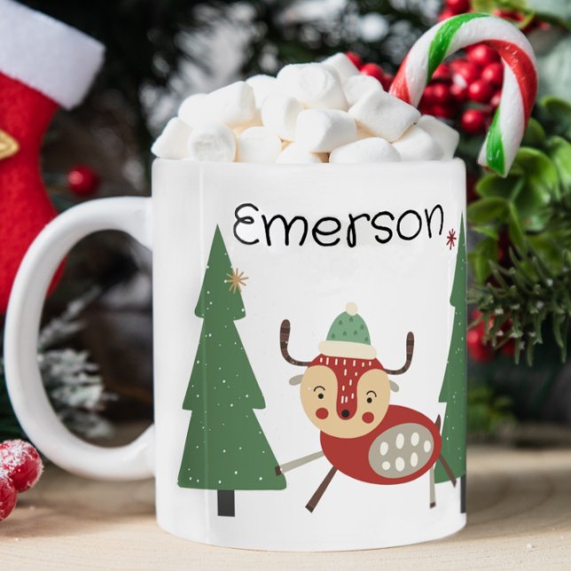 Kid's Christmas Personalised Mug (Cute Christmas mug, personalized kids mug, personalized christmas mug, mug with kids name, hot cocoa)
