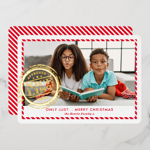 KIDS CHRISTMAS PHOTO fun Nice List stamp red gold