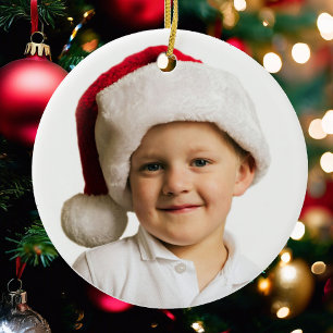 Kids Christmas Photo Template Name Year Santa Ceramic Tree Decoration