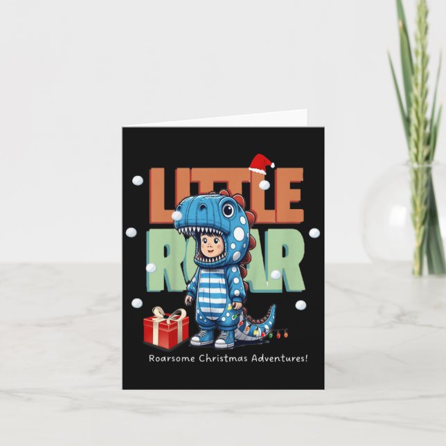 Kids Christmas Roar Dinosaur Kids Boys Xmas Gift  Card (Front)