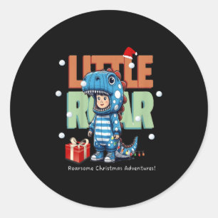 Kids Christmas Roar Dinosaur Kids Boys Xmas Gift  Classic Round Sticker