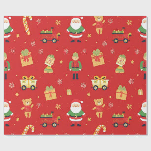 Kids Christmas Santa & Toys 30 in by 15 ft Wrapping Paper