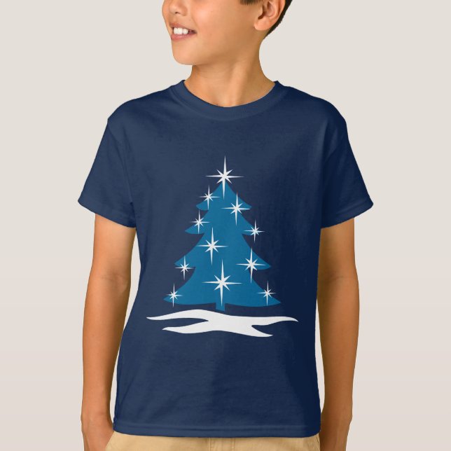 Kid's  Christmas T-shirt Blue Holiday Classic Tee (Front)