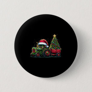 Kids Christmas Tractor Santa Xmas Farm Truck 6 Cm Round Badge