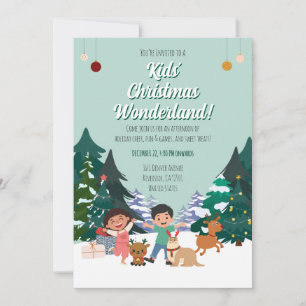 Kids Christmas Wonderland Party Holiday Forest Invitation