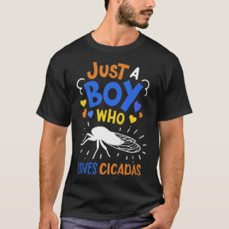 Kids Cicada Insect Just a Boy Who Loves Cicadas T-Shirt