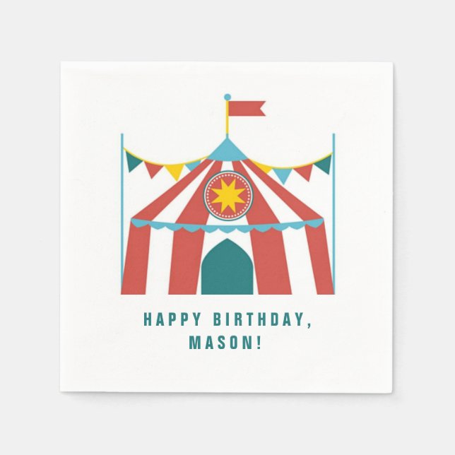 Kid's Circus Theme Birthday Party Napkins (Front)