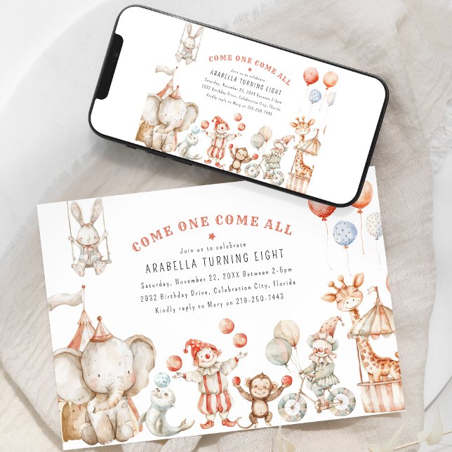 Kids Circus Themed Birthday Party Invitation (Creator Uploaded)