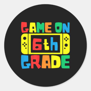 Kids Ck To School Video Game On Gamer Sixth Grade Classic Round Sticker