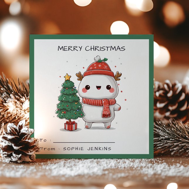 Kids Classroom Kawaii reindeer Christmas Holiday Card (Creator Uploaded)