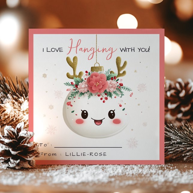 Kids Classroom Kawaii Reindeer Christmas Holiday Card (Creator Uploaded)