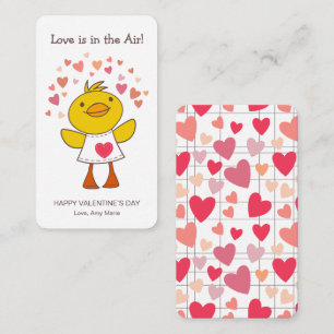 Kids Classroom Love is in the Air Duck Valentine Card