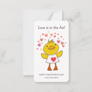 Kids Classroom Love is in the Air Duck Valentine Card