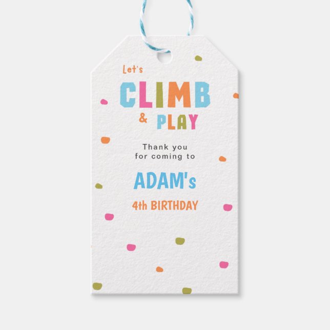 Kids Climbing Birthday Party Gift Tags (Front)