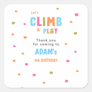 Kids Climbing Birthday Party Square Sticker