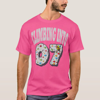 Kids Climbing Into 7Th Rock Climbing Birthday T-Shirt