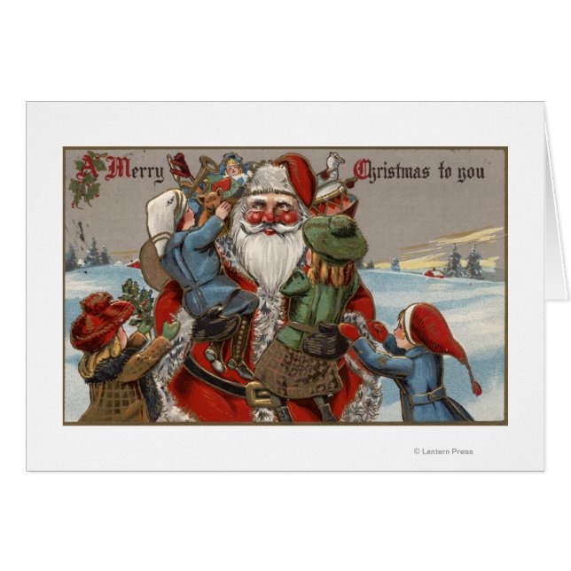 Kids Climbing on Santa (Front Horizontal)