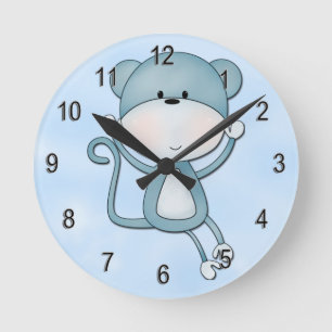 Kid's Clock Cute Blue Monkey