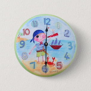 Kids Clock Style Button -'The Pirate"