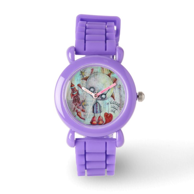  Kids Clown Pilot Fashion Watch Red Blue Pastel    (Front)