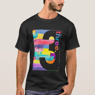Kids Colorful Number 3  Three   3rd Birthday Boy G T-Shirt