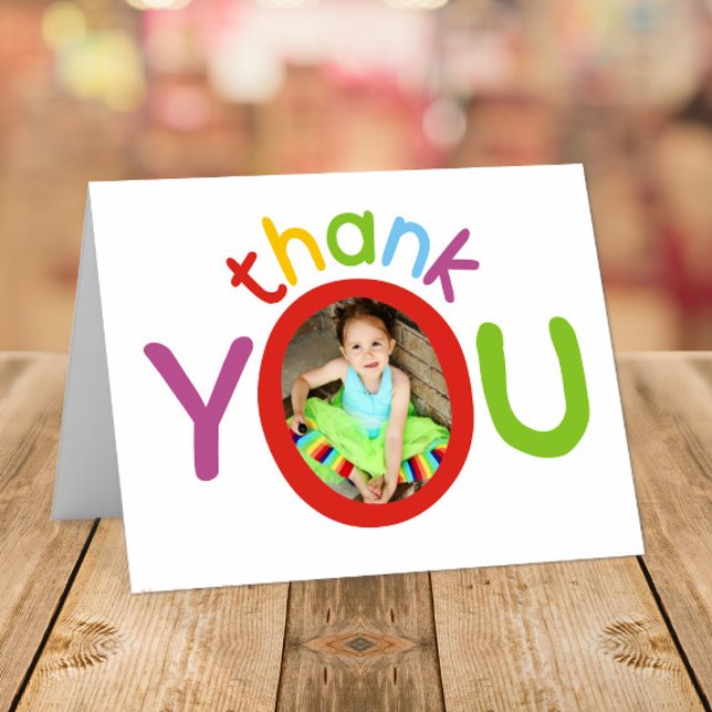 Kid's Colorful Photo Thank You Card (Creator Uploaded)