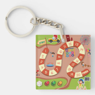 Kids Colorful Race Track Board Game Key Ring