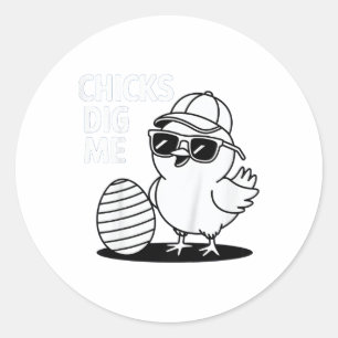 Kids Colour Me In Chicks Dig Me Happy Easter Boys  Classic Round Sticker