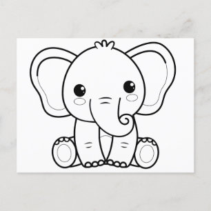 Kids' colour your own Valentine (elephant) Postcard