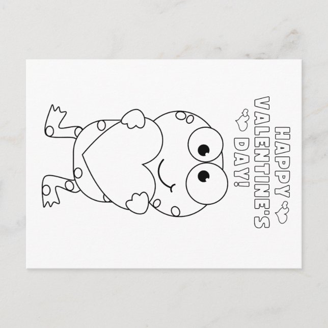 Kids' Colour your own Valentine (frog) Postcard (Front)