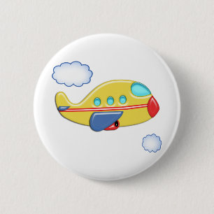 Kid's Colourful Aeroplane 6 Cm Round Badge