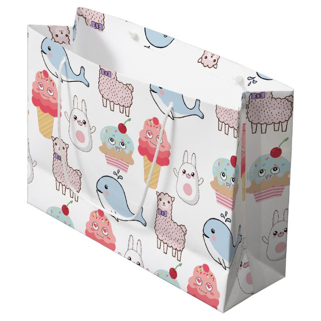Kids colourful Cartoon Kawaii Large Gift Bag (Front Angled)