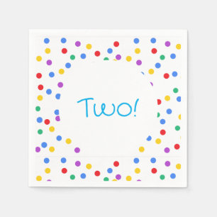 Kids Colourful Confetti Dots 2nd Birthday Paper Napkin