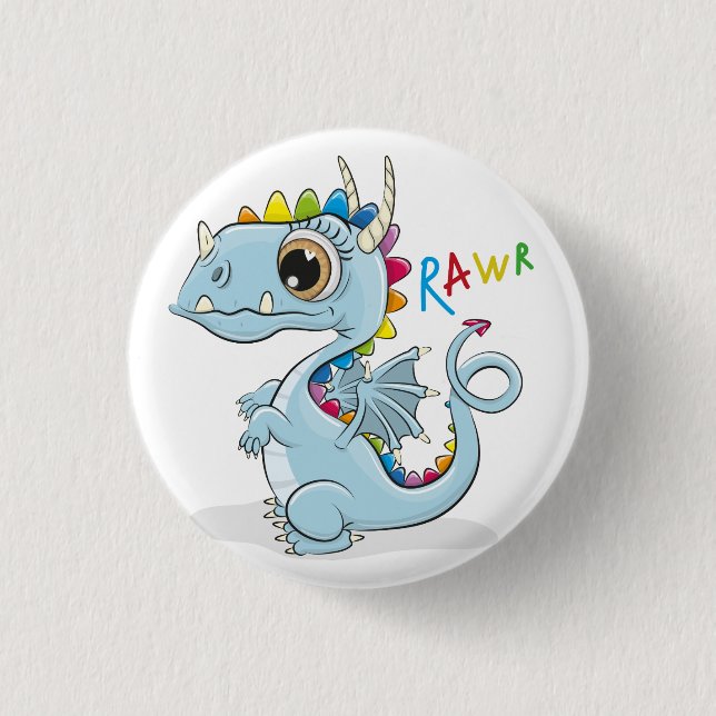 KIds Colourful Dragon Button (Front)