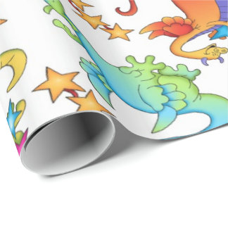 Kids Colourful Dragons Gift Wrapping paper