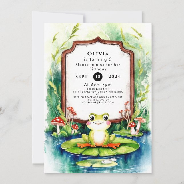 Kids Colourful Frog Birthday Invitation (Front)