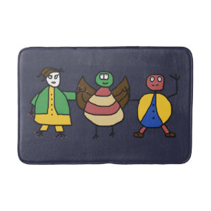 Kids Colourful Fun Family Cartoon Characters Bath Mat