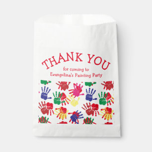 Kids Colourful Painted Handprints THANK YOU Favour Bags