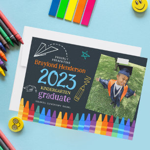 Kids Colourful Photo Elementary School Graduation Invitation