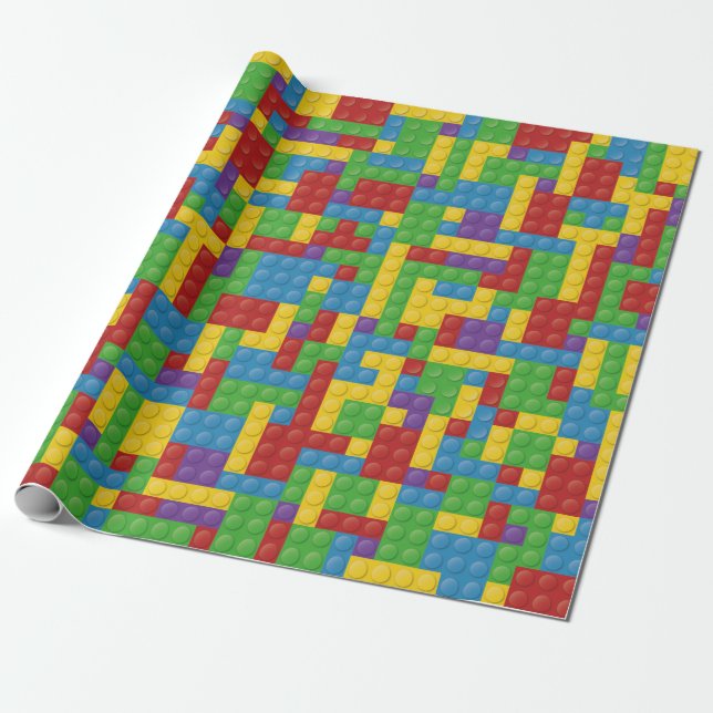 Kids Colourful Plastic Blocks Wrapping Paper (Unrolled)