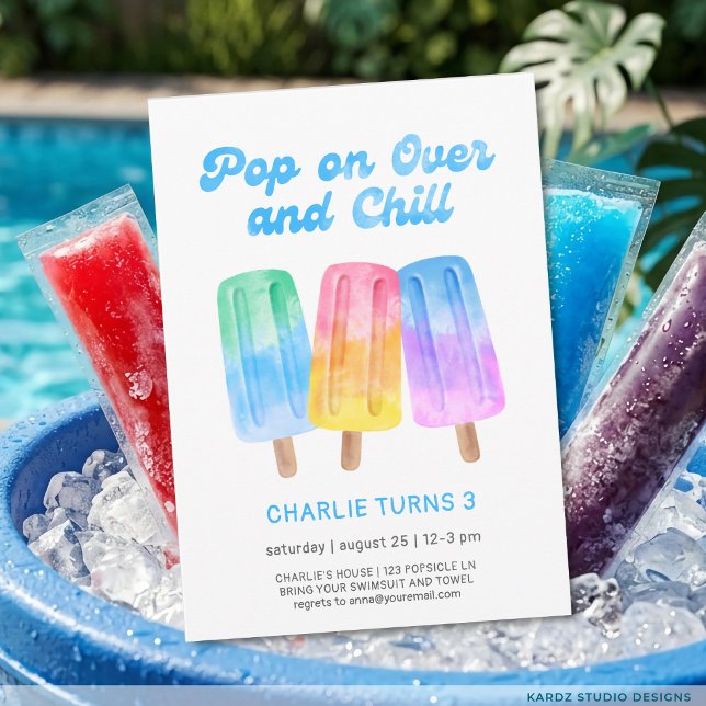 Kids Colourful Popsicle Summer Boy 3rd Birthday Invitation (Creator Uploaded)