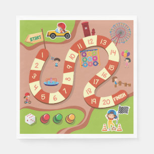 Kids Colourful Race Track Board Game Napkin