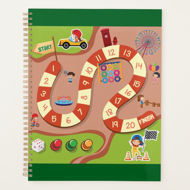 Kids Colourful Race Track Board Game Planner (Front)