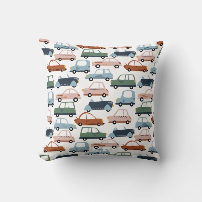 Kids Colourful Retro Car and Truck Pattern Cushion (Front)