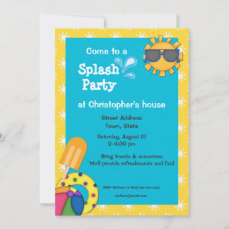 Kids' Colourful Splash Party Invitation